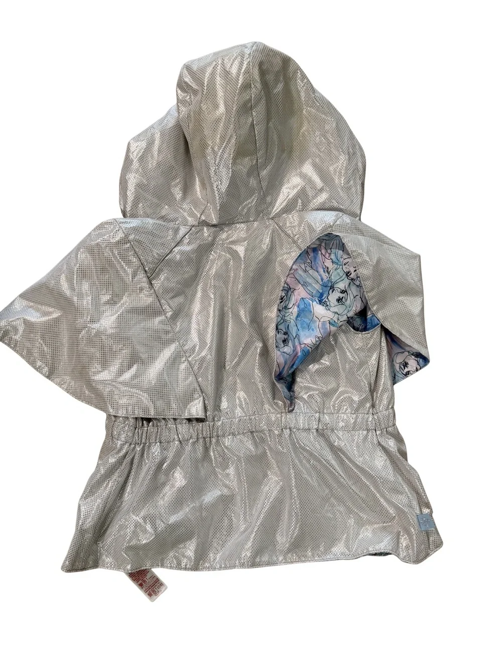 Disney Girls Silver Hooded Rain Cape with Blue Frozen Lining